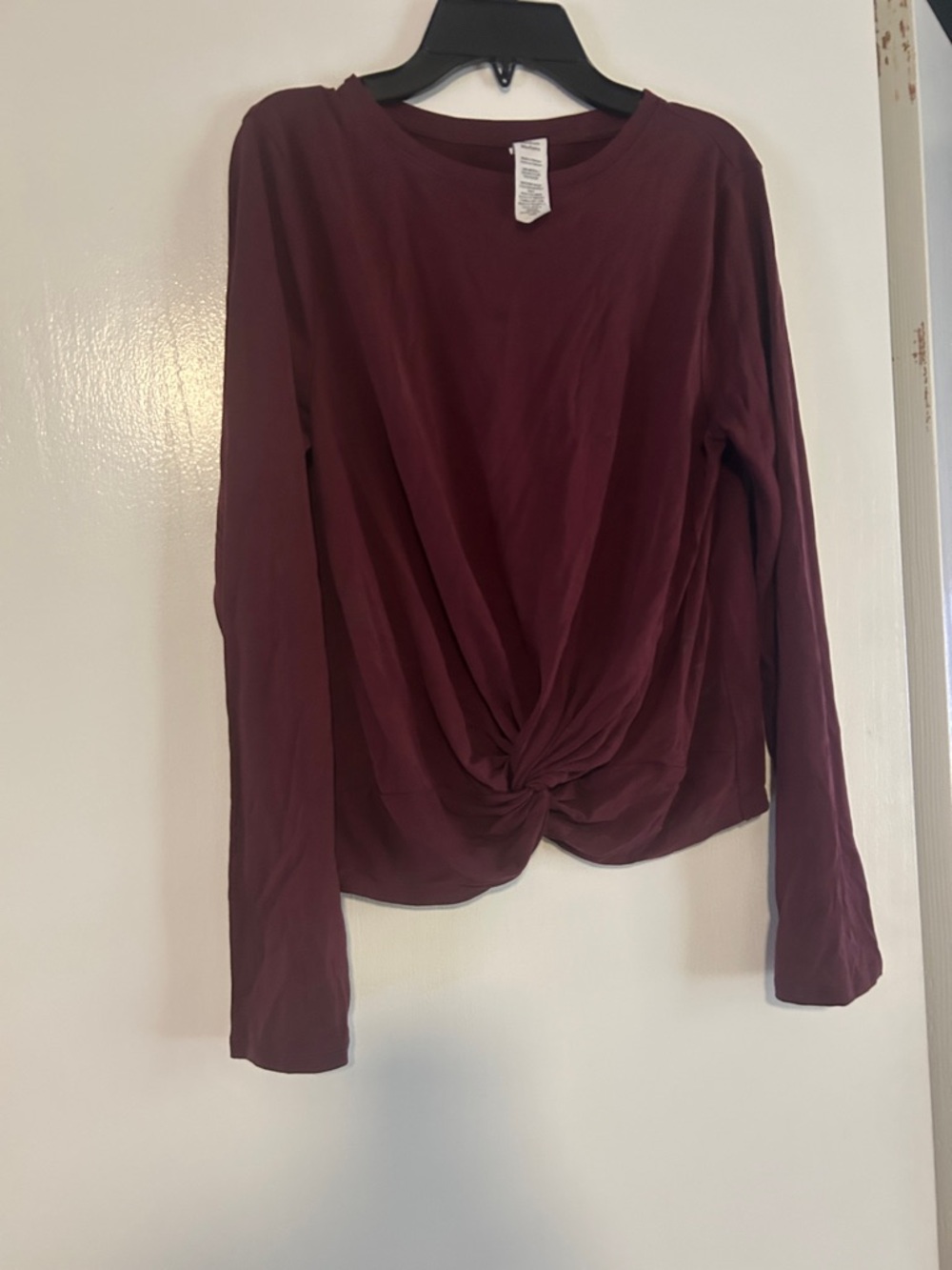 JoyLab Twist-Front Long Sleeve Top - Burgundy